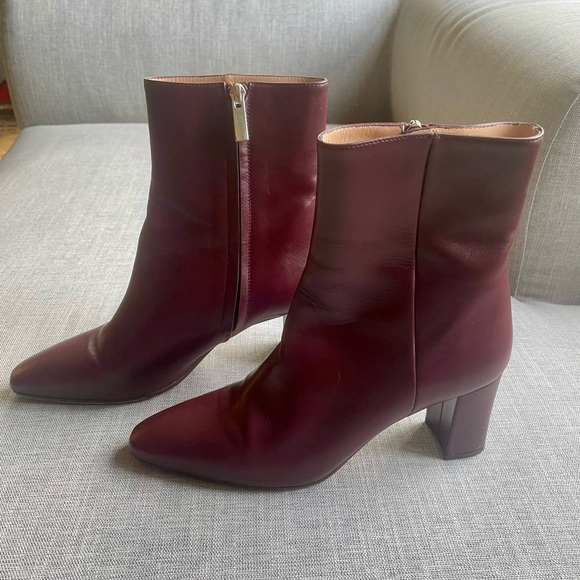 Inez Shoes - EUC Inez Women's Burgundy Leather Mid-Heel Ankle Booties 8.5